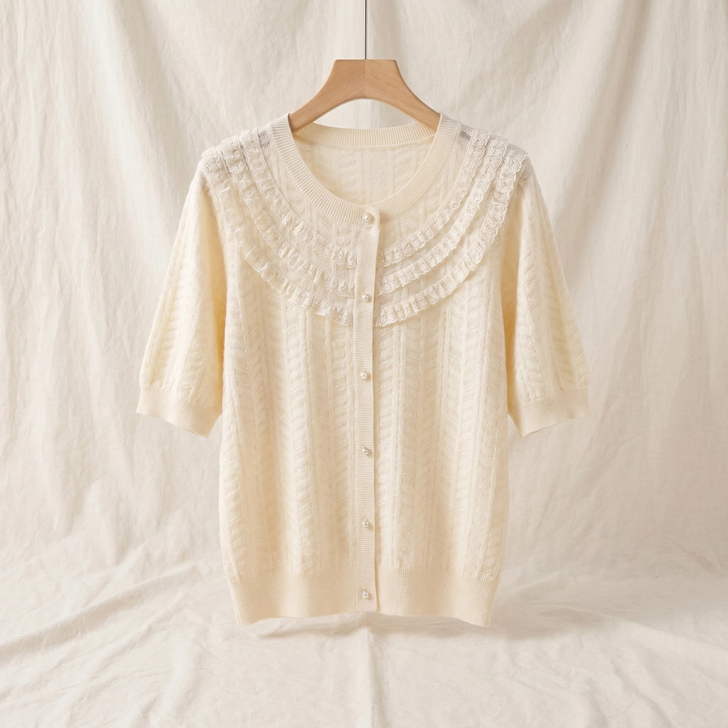 Stella Tencel Knit Cardigan - Color:Beige;Size:XS