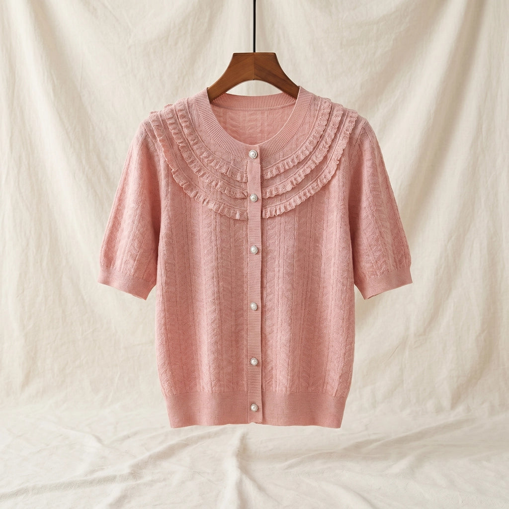 Stella Tencel Knit Cardigan - Color:Soft Pink;Size:XS