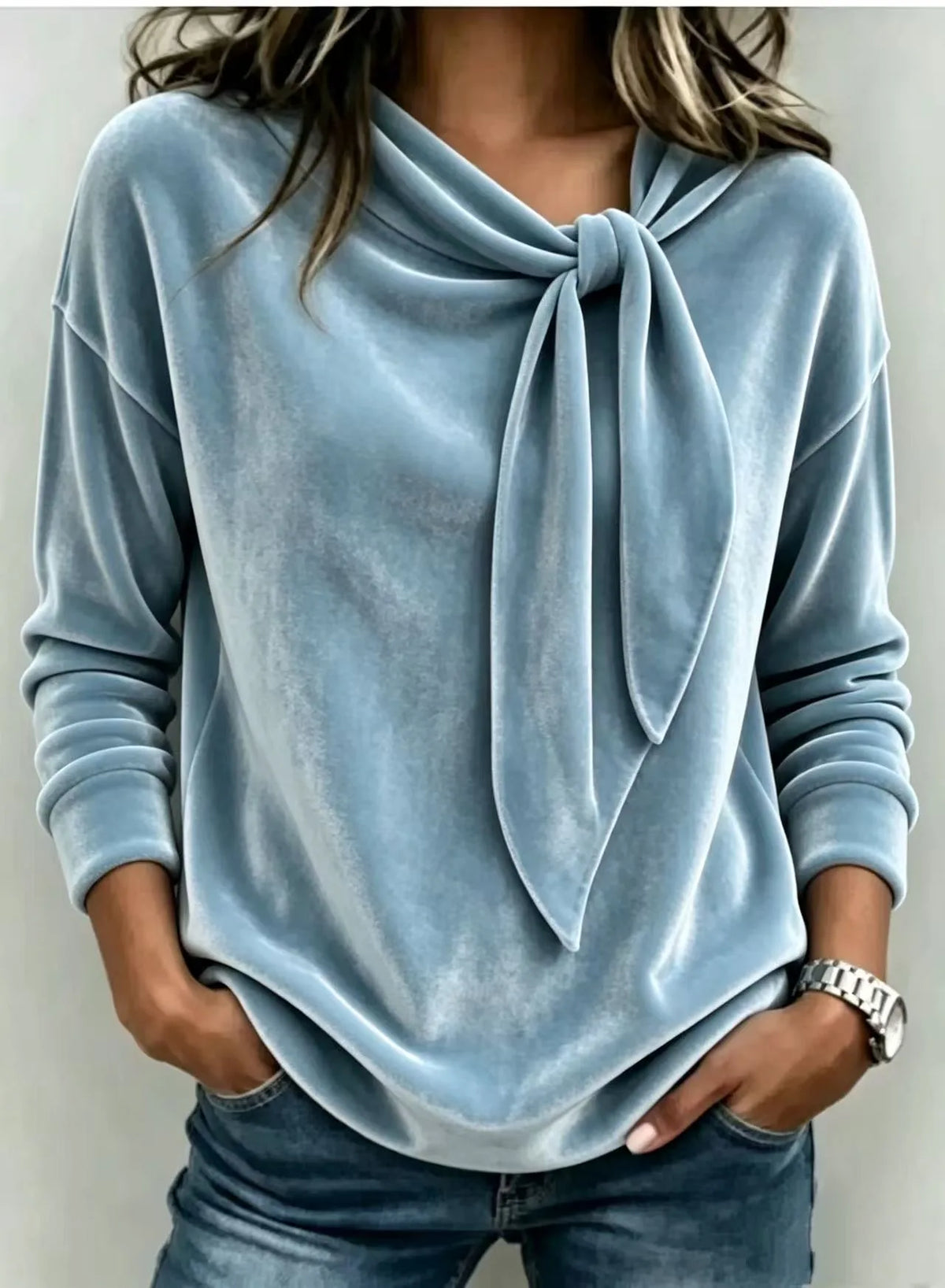 Susannah | Women's Velvet Jumper - Color:Light Blue;Size:XS