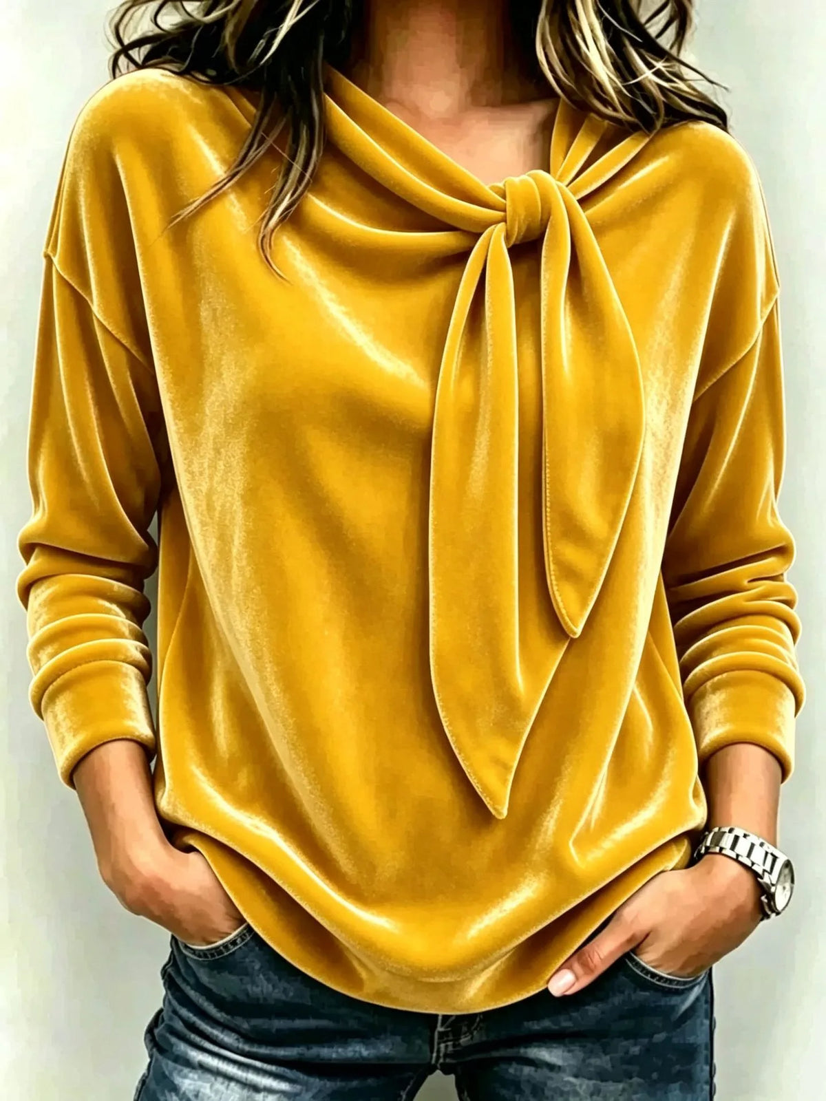 Susannah | Women's Velvet Jumper - Color:Yellow;Size:XS