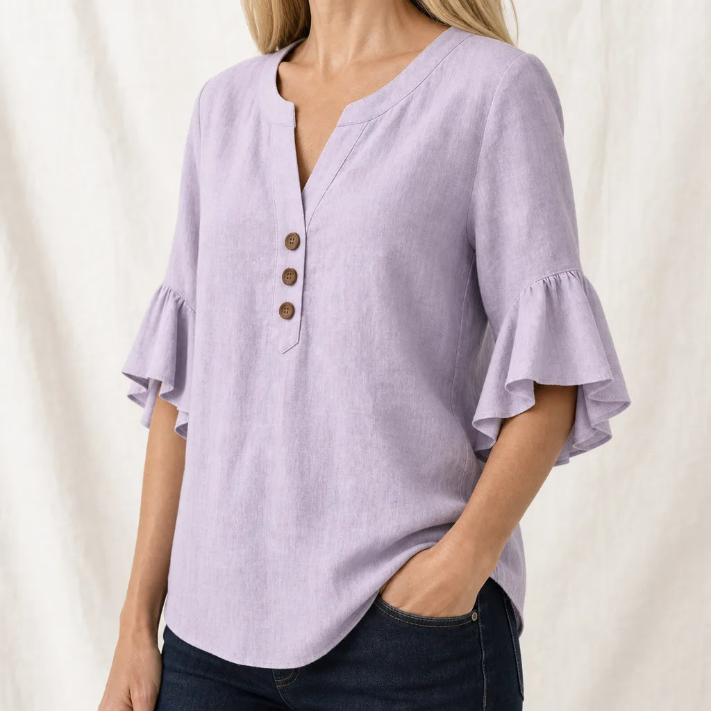 Women's Purple Thayer Cotton Ruffle Blouse