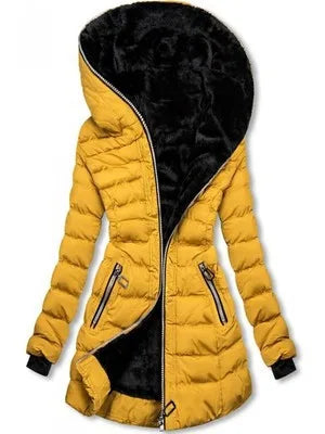 Tanya | Women's Quilted Winter Coat - Color:Yellow;Size:XS