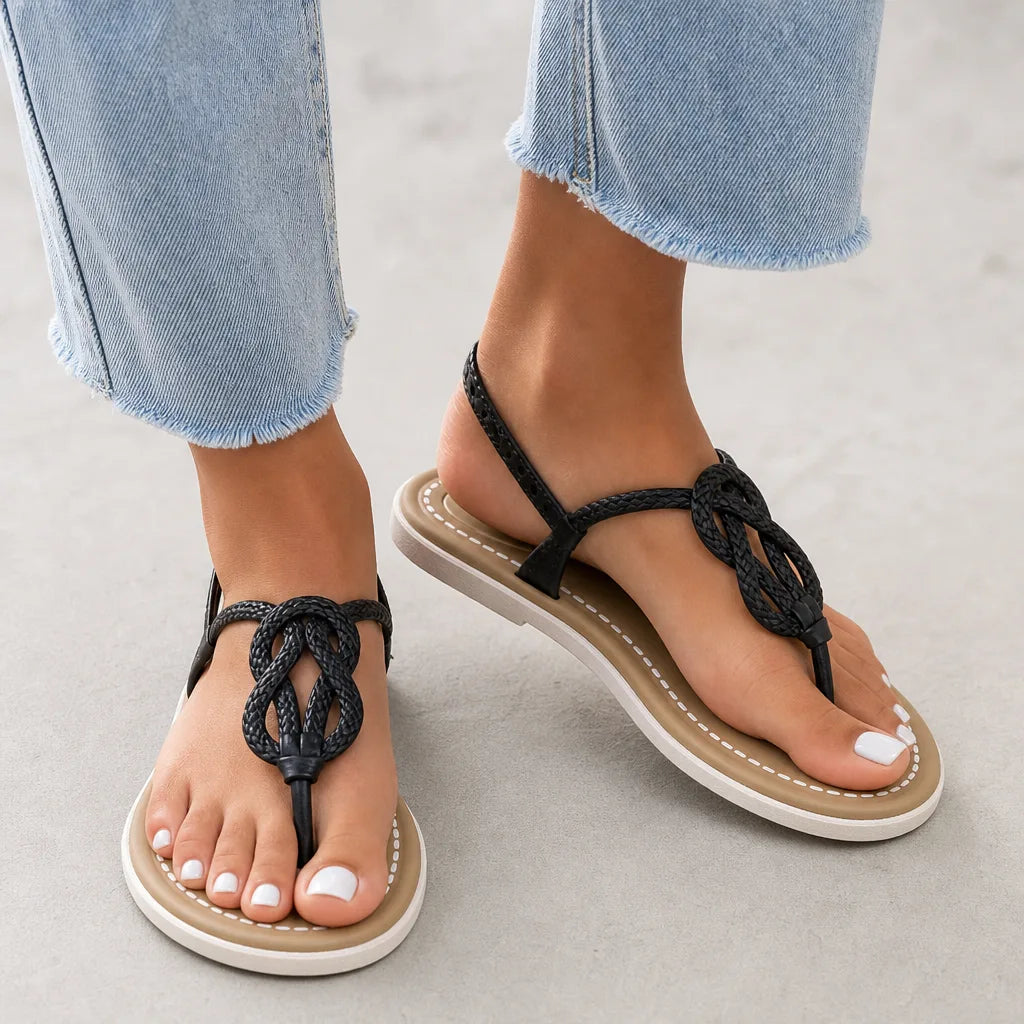 Teresa Flat Sandals - Color:Black;Size:36-37