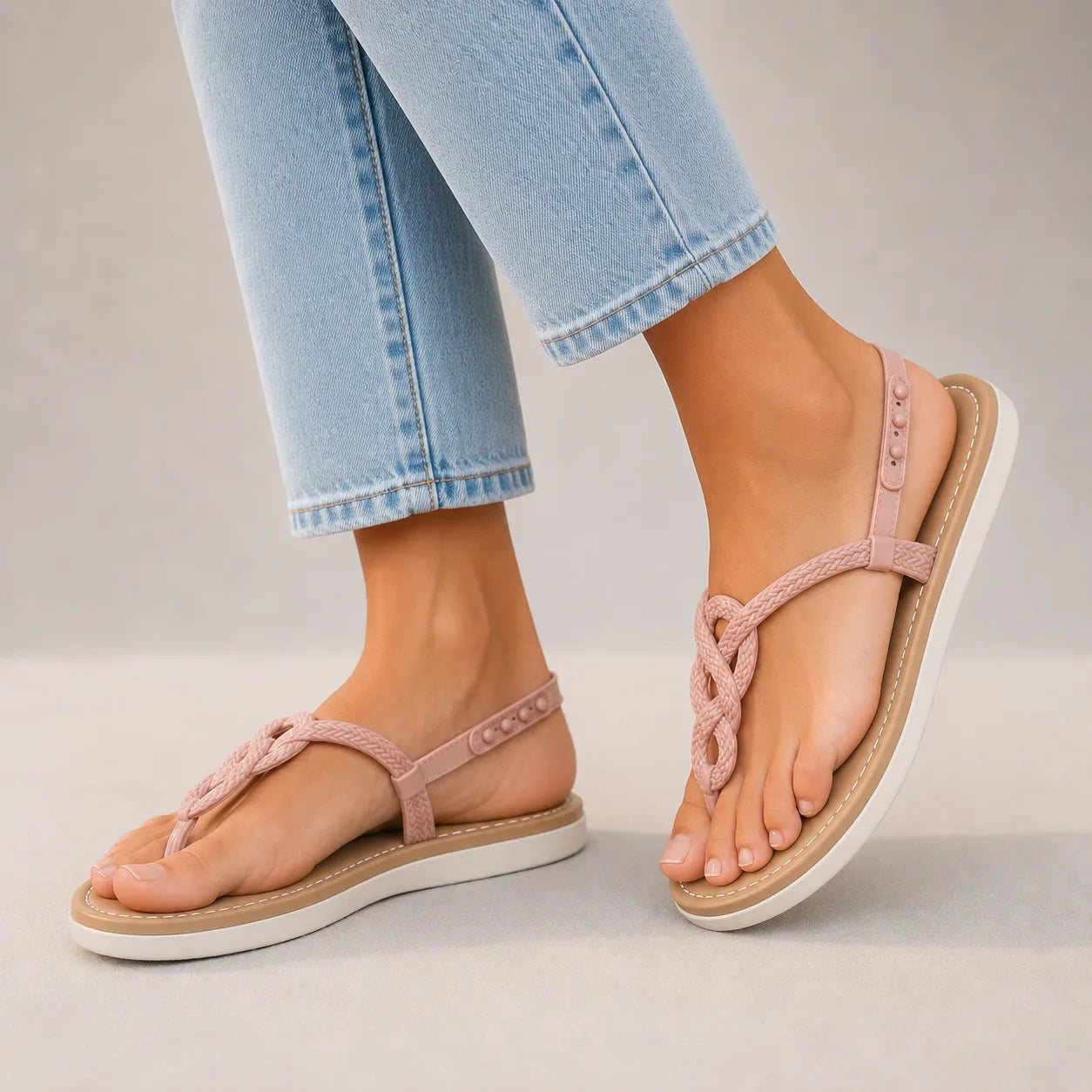 Teresa Flat Sandals - Color:Pink;Size:36-37
