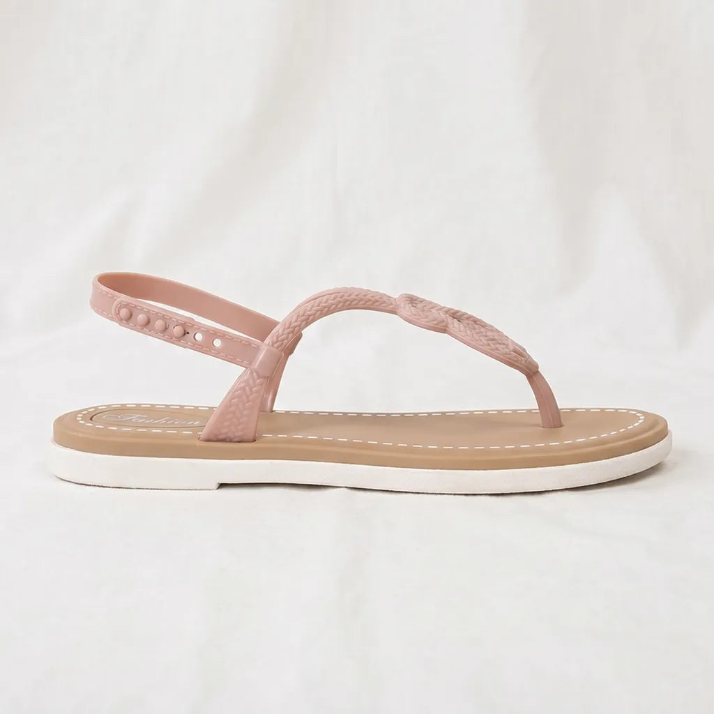 Pink Talmadge Woven Flat Sandals 1