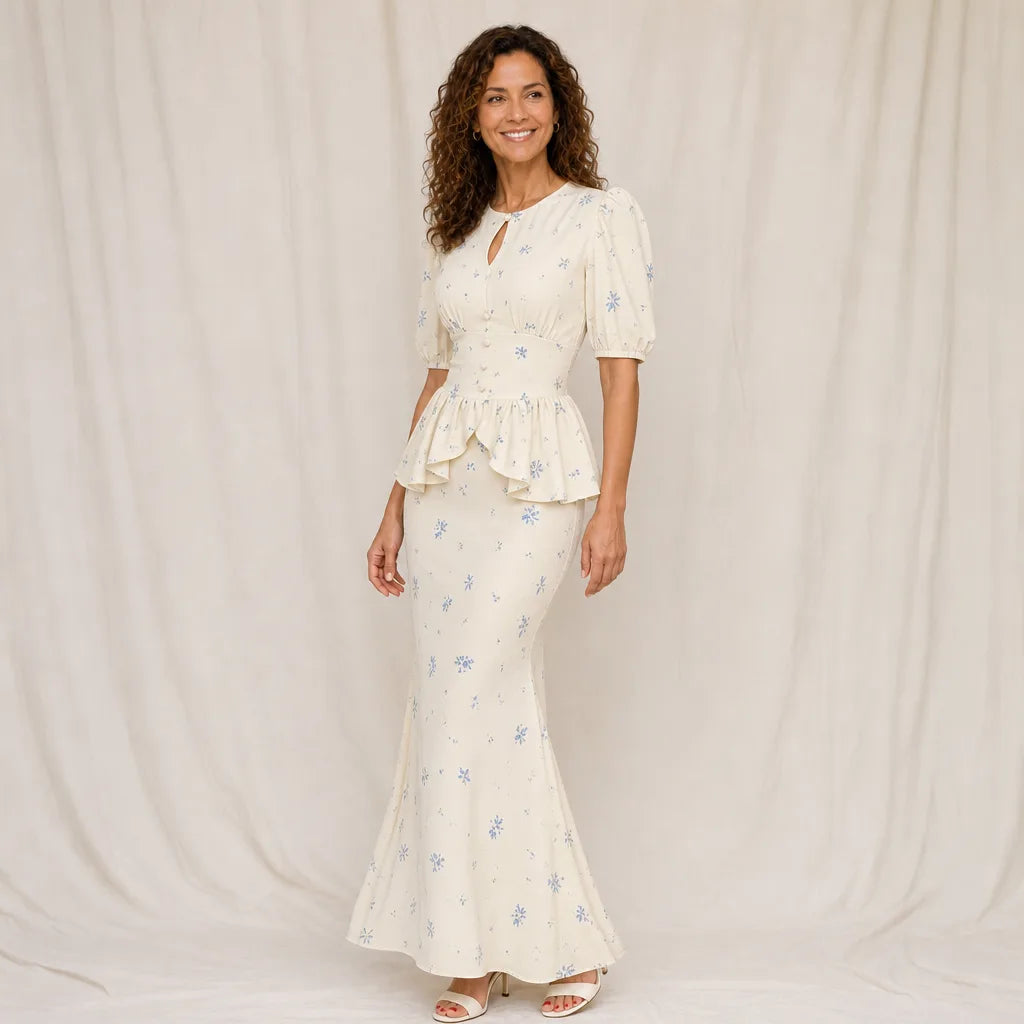 Women's Yellow Rhodes Floral Fishtail Dress