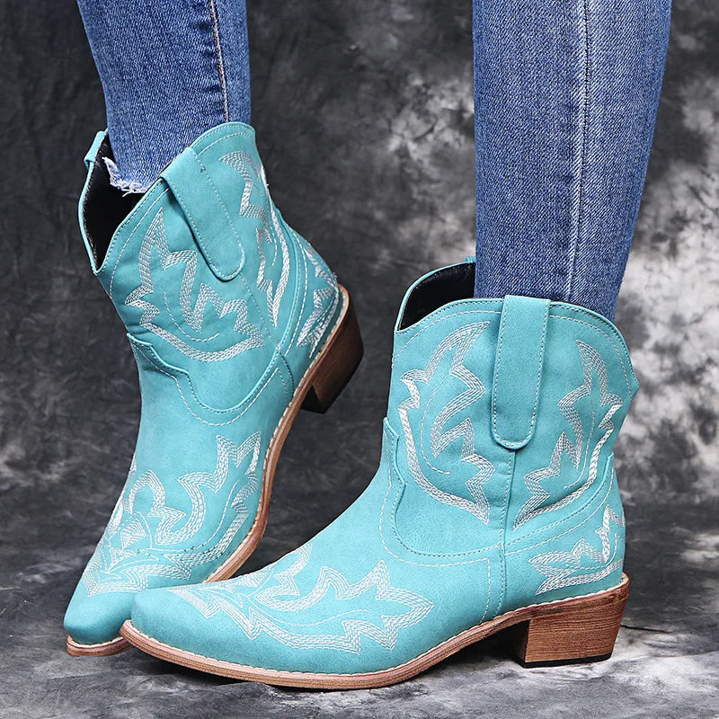 Thea | Women's Cowboy Boots - Color:Turquoise Teal;Size:35