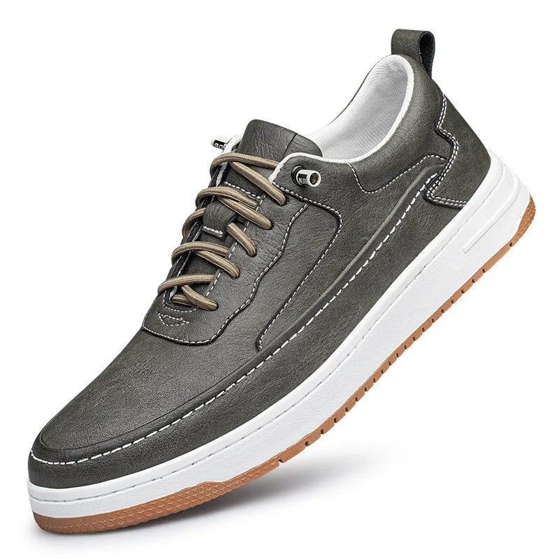 Thorne | Men's Orthopaedic Leather Trainers - Color:Khaki;Size:38