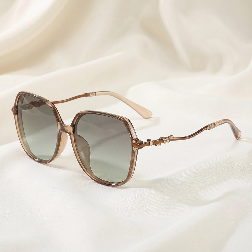 Rose Square Polarized Shades - Color:Transparent Tea Frame Gradient Tea C5