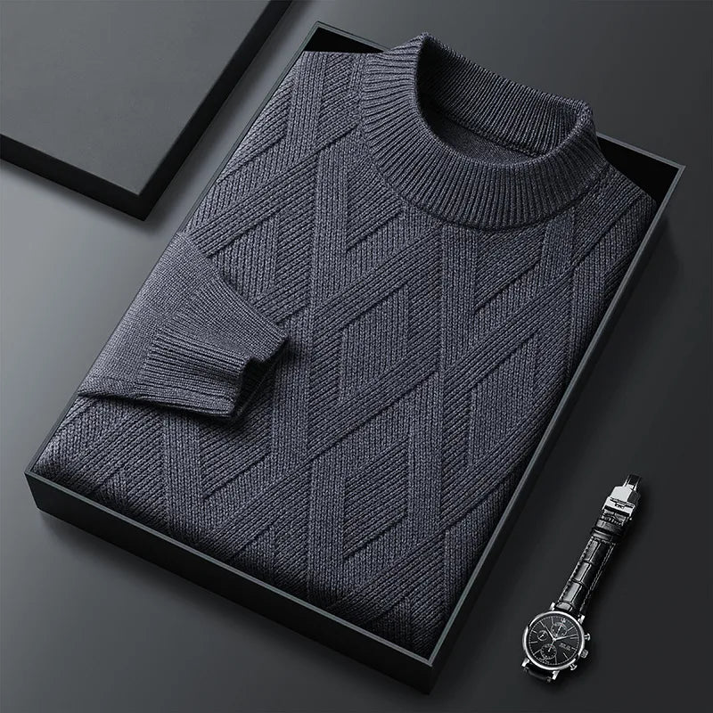 Tyrell | Men's Diamond Quilted Crew Neck Jumper - Size:S;Color:Grey