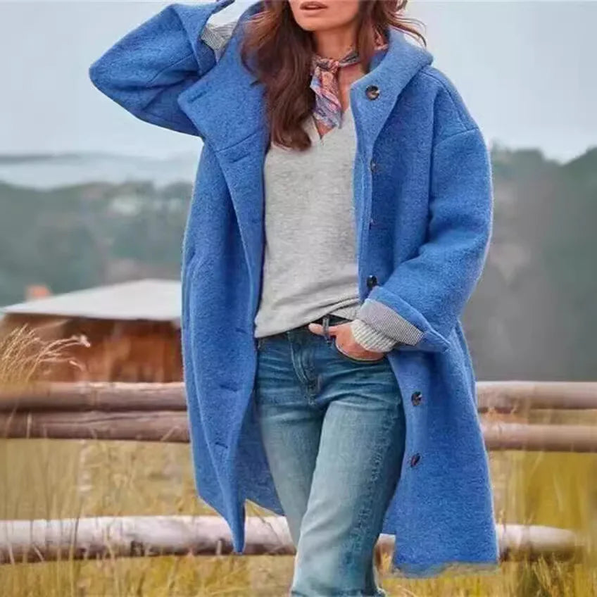 Vivienne | Women's Windproof Teddy Trench Coat - Color:Blue;Size:XS