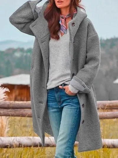 Vivienne | Women's Windproof Teddy Trench Coat - Color:Gray;Size:XS
