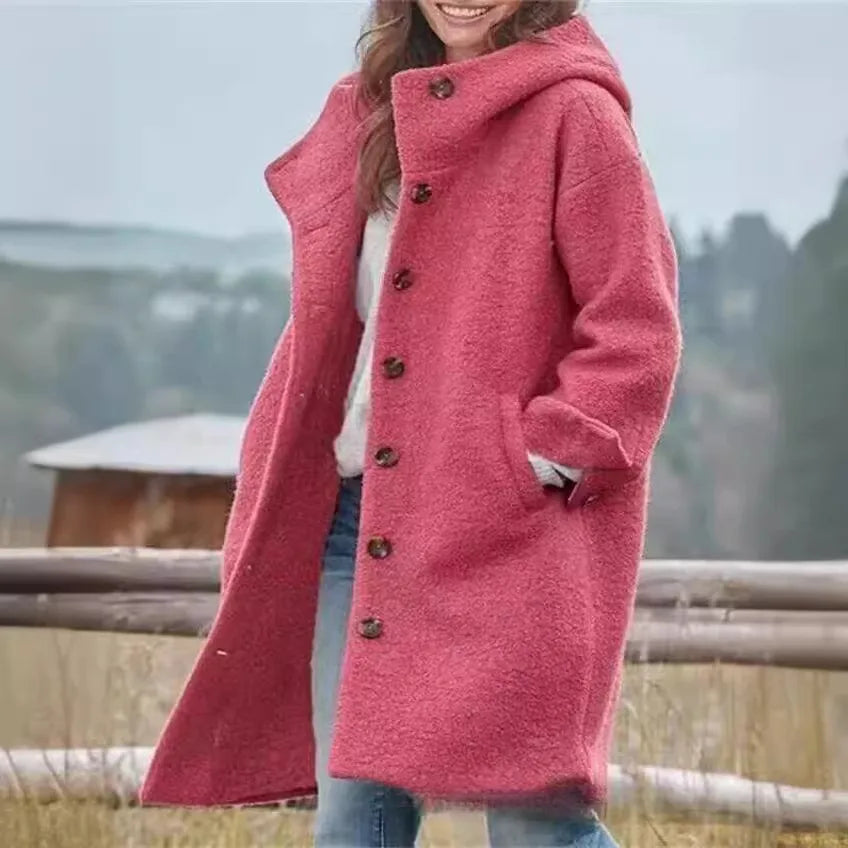 Vivienne | Women's Windproof Teddy Trench Coat - Color:Red;Size:XS