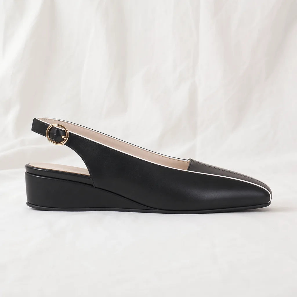 Women's Black Warwick Square Toe Wedge Sandals