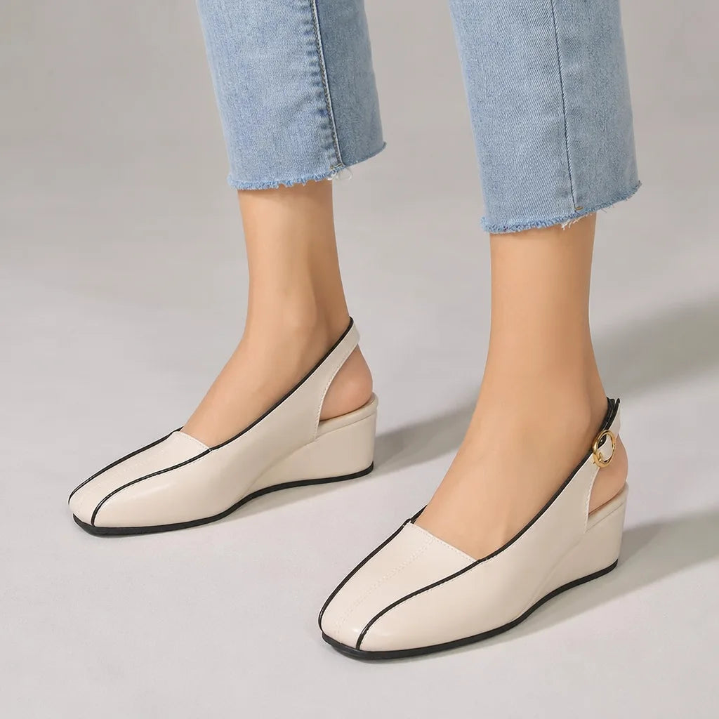 Women's Off White Warwick Square Toe Wedge Sandals