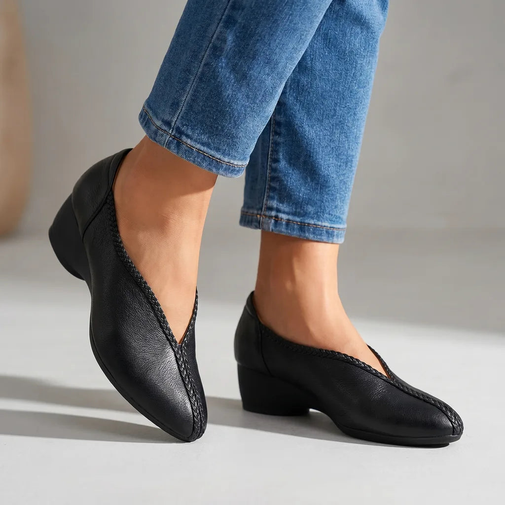Wella Chunky Heel Pumps - Color:Black;Size:35