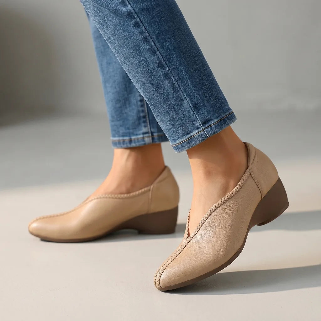 Wella Chunky Heel Pumps - Color:Khaki;Size:35
