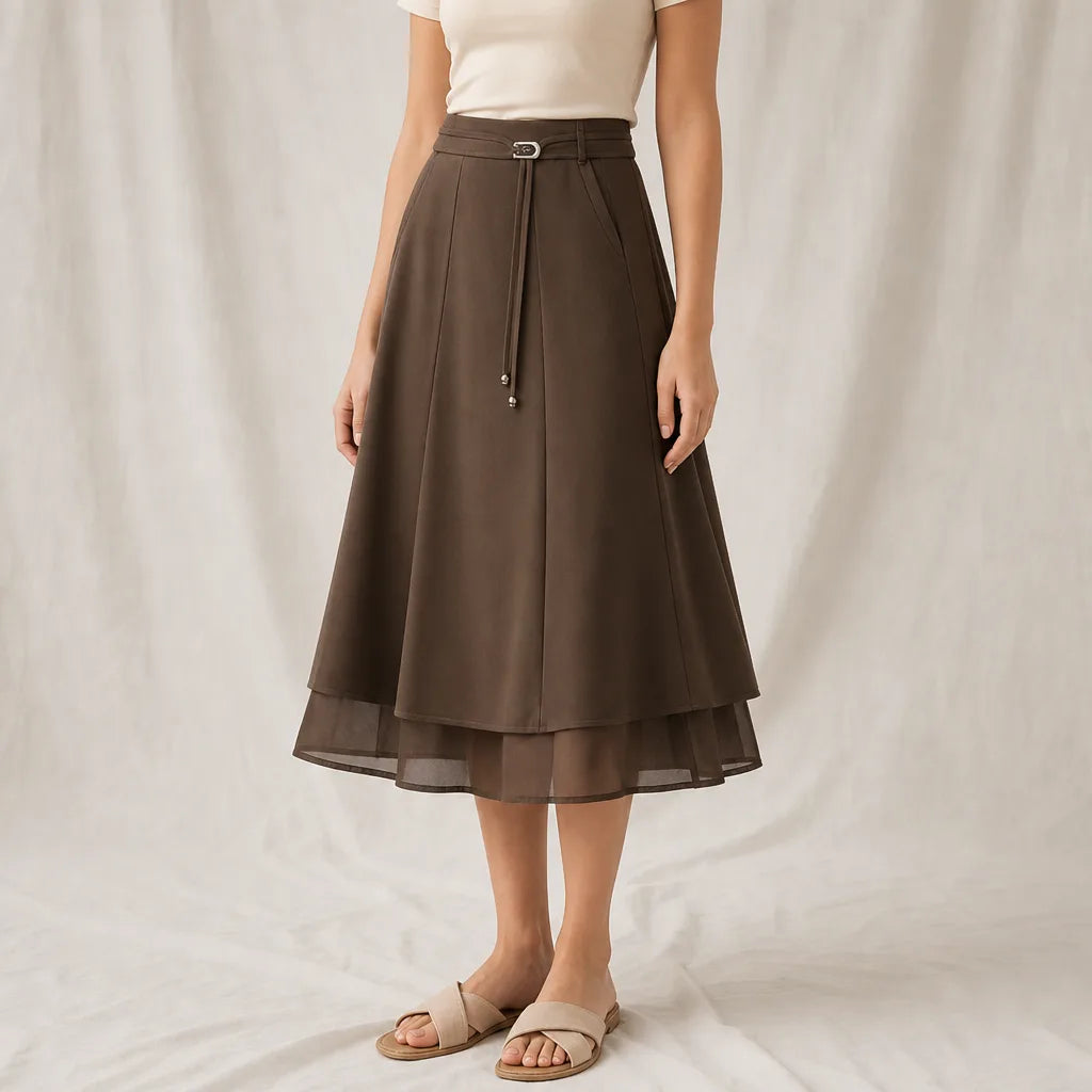 Women's Brown Wainwright Mesh Midi Skirt