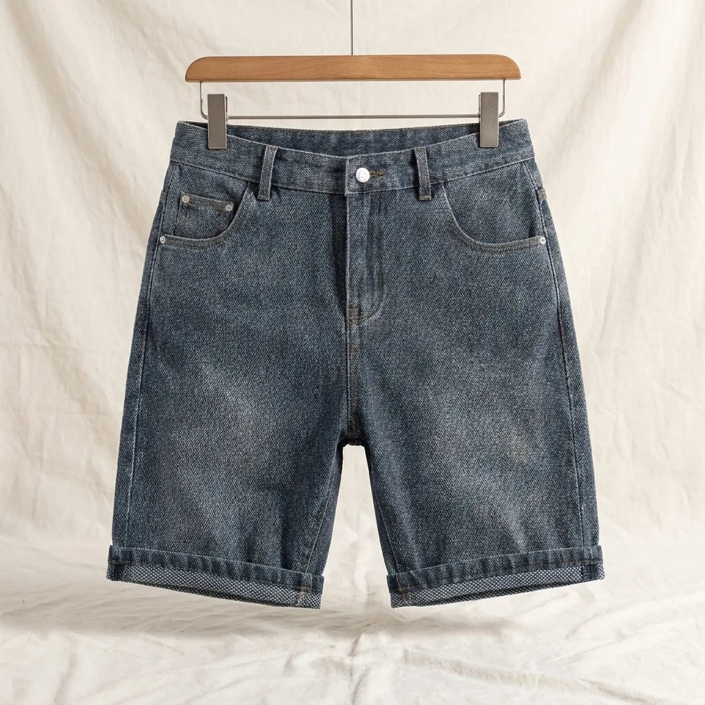 Weston Cotton Denim Shorts - Color:Blue;Size:XS