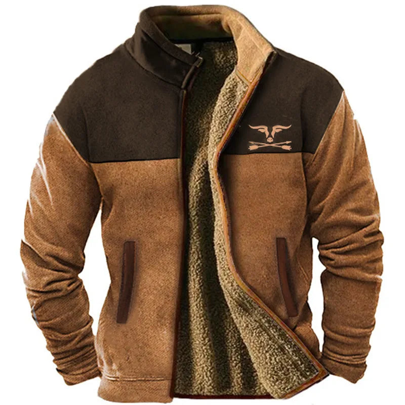 Weston | Fleece-Lined Colour Block Jacket - Color:Brown;Size:XS
