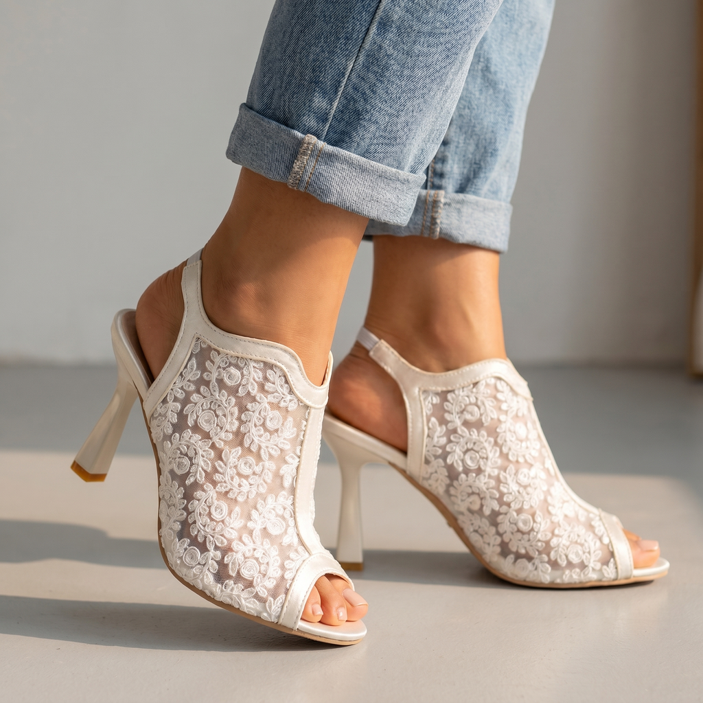 Gloria | Womens Floral Open Toe Heels