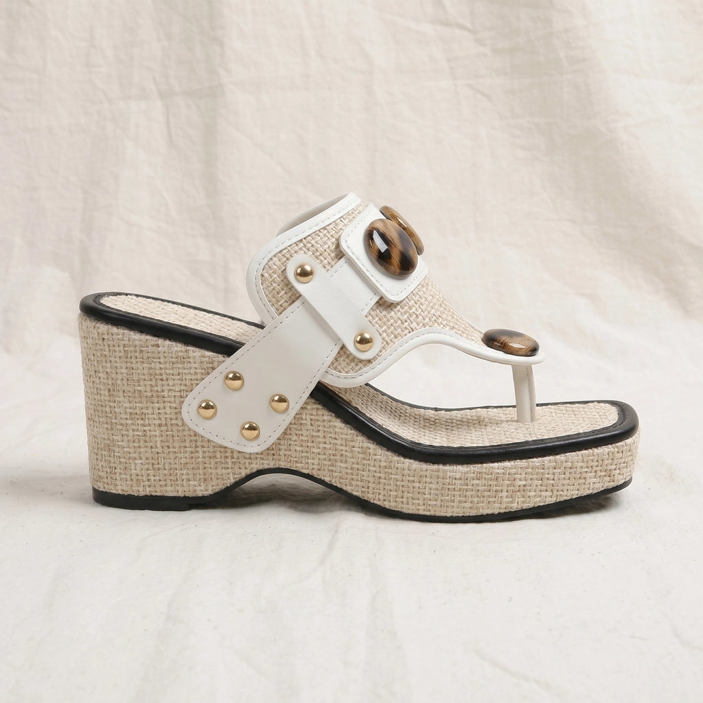 White Holmes Platform Wedge Sandals 2