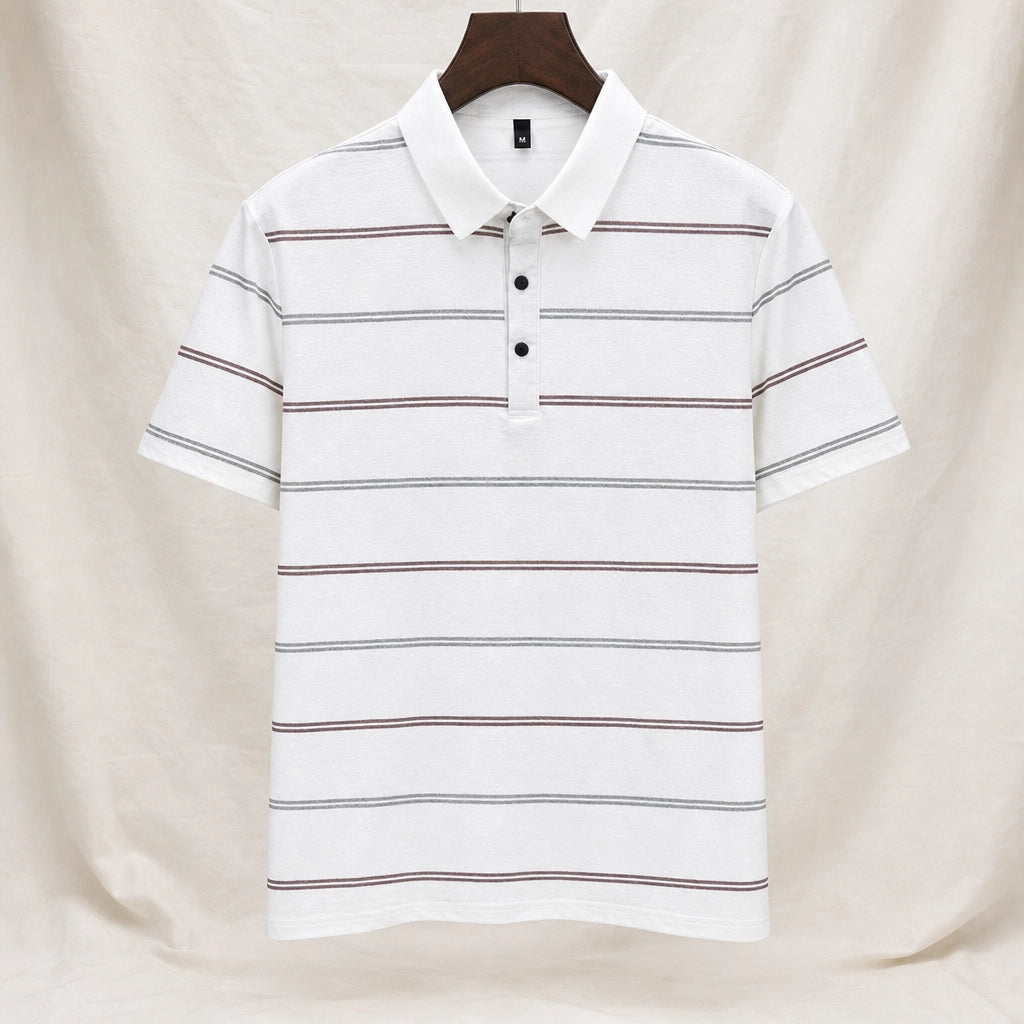 Nixon Striped Knit Polo Shirt - Color:White;Size:S