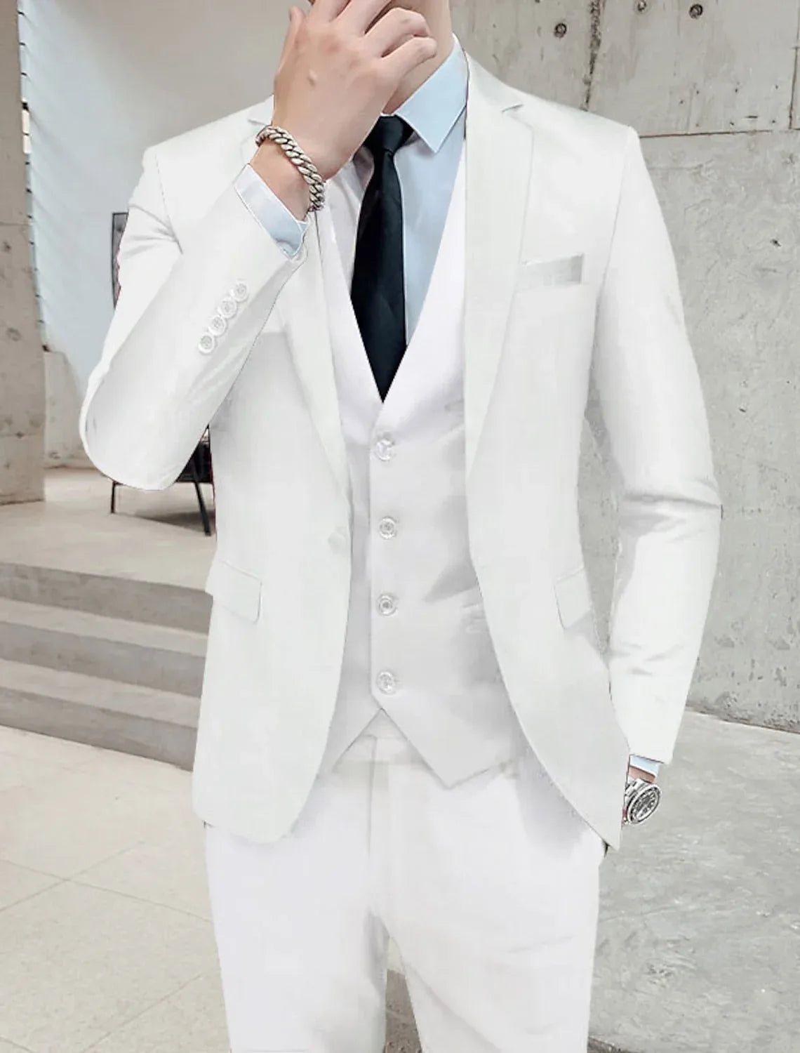 Whittaker | Single Breasted Two-buttons 3 Pieces Suit - Size:XS;Color:White