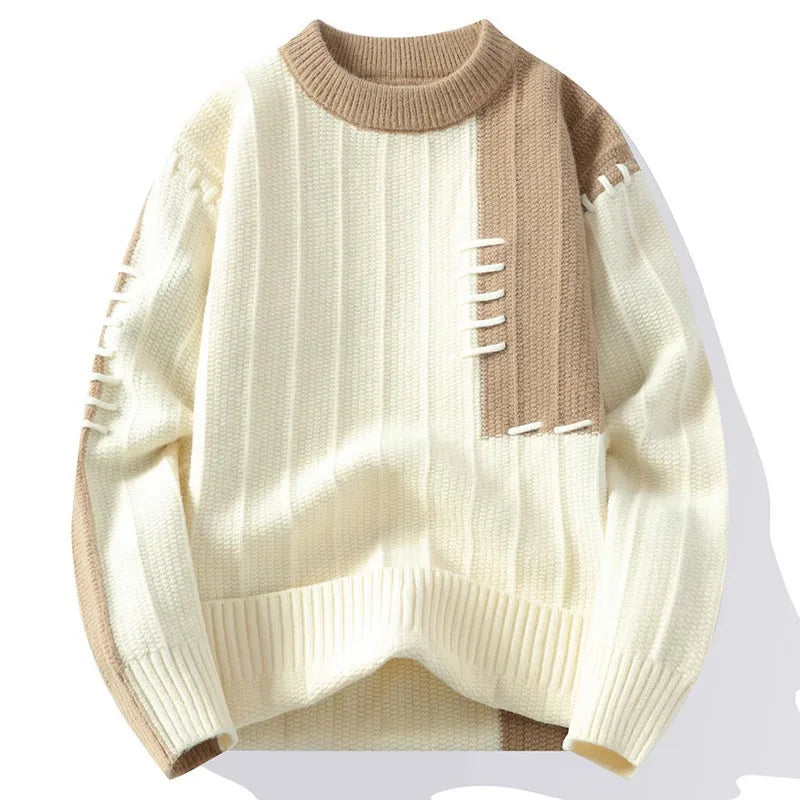 Willard | Men's Colour-Block Knitted Jumper - Color:Apricot;Size:S