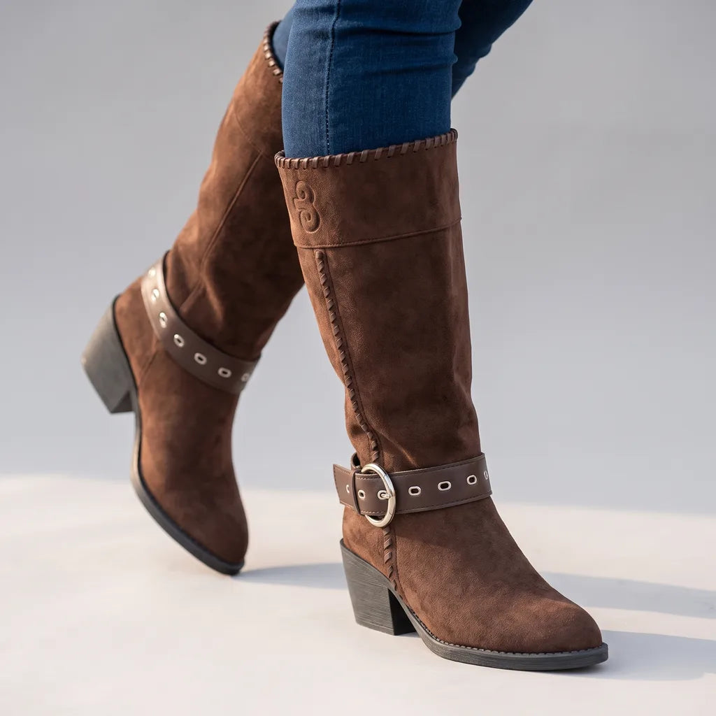 Willow | Women's Orthopaedic Buckle Riding Boots - Color:Brown;Size:36