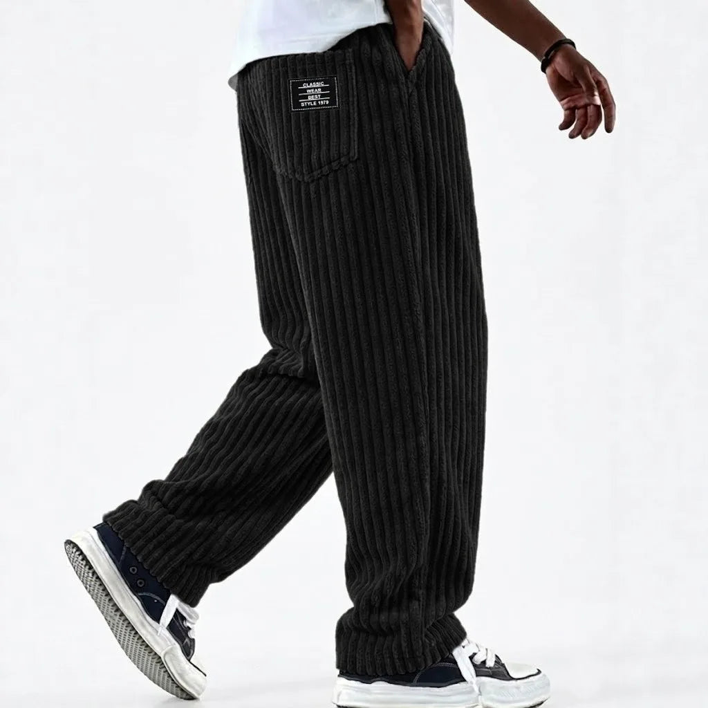 Winifred | Men's Corduroy Premium Sweatpants - Color:Black;Size:XS