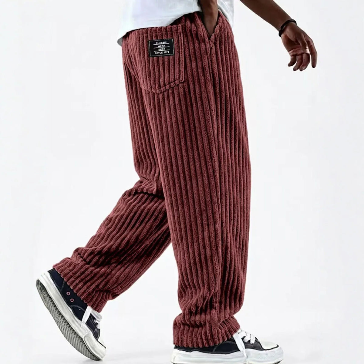 Winifred | Men's Corduroy Premium Sweatpants - Color:Red;Size:XS