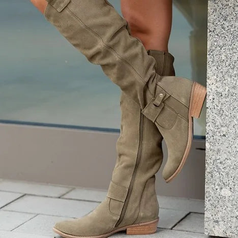 Wyeth Knee High Boots - Color:Green;Size:35