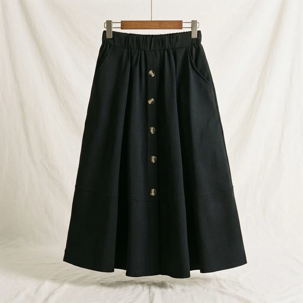Women's Black Westbrook A-Line Midi Skirt