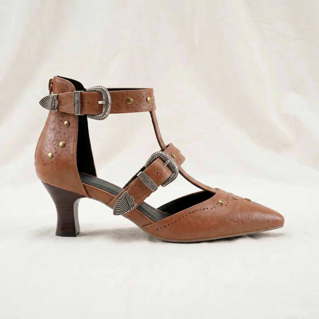 Women's Yellow Zara Pointed T-Strap Sandals