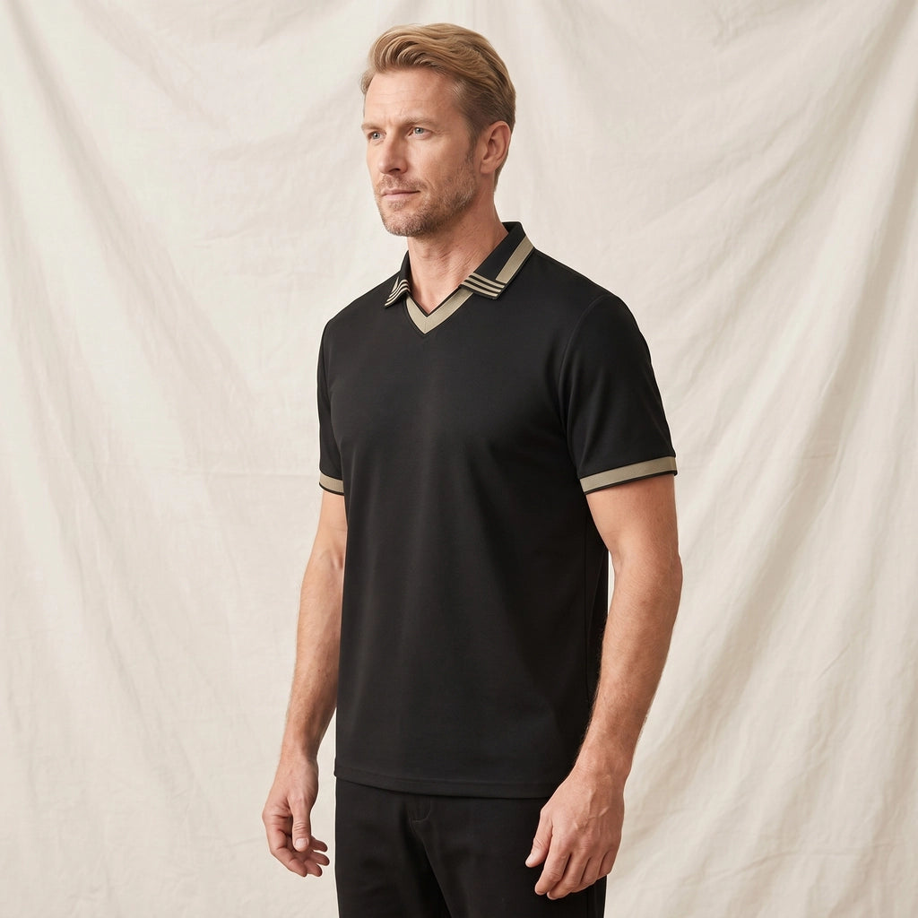 Black Harrison Cotton Polo Shirt 1