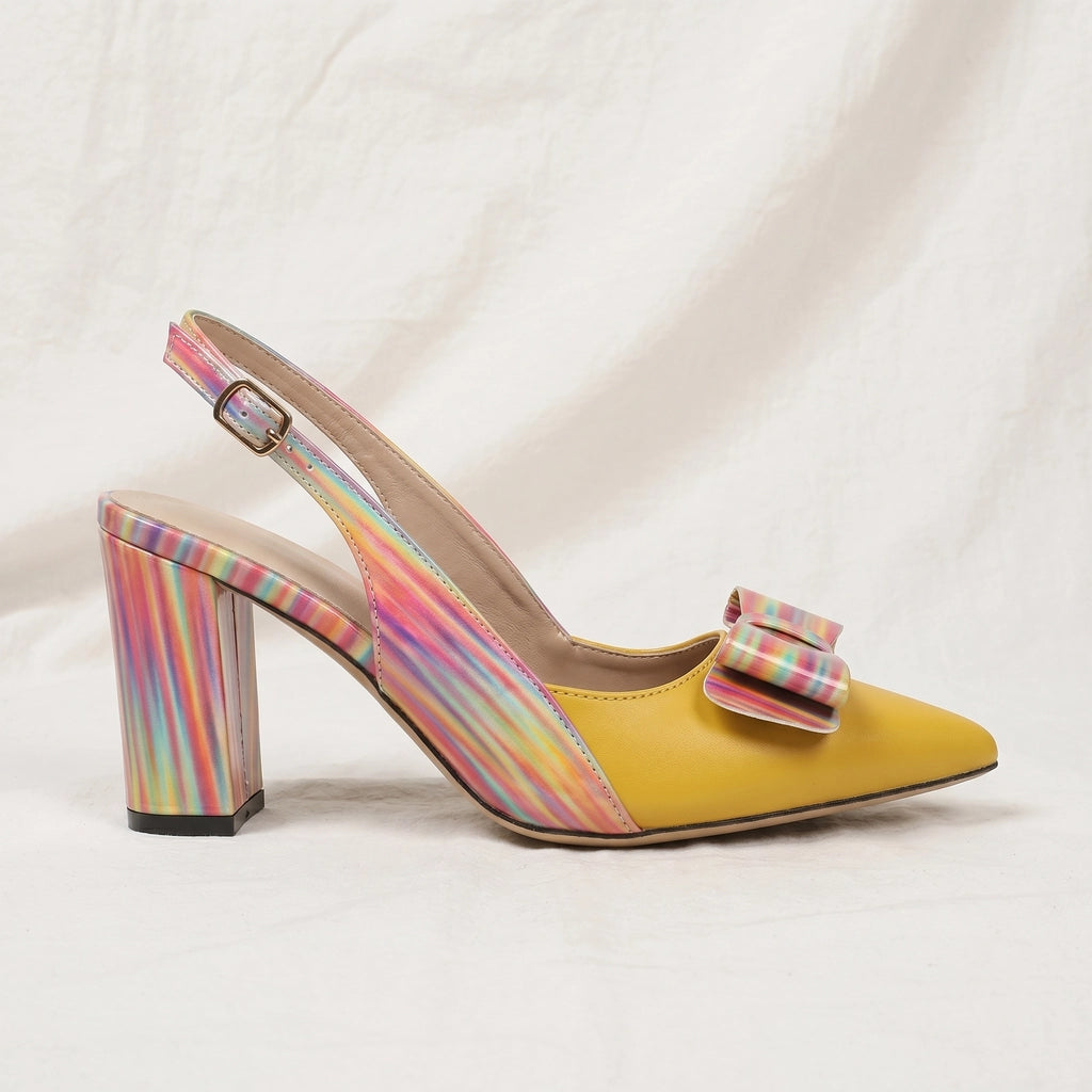 Yellow Elara Vance Bow Slingbacks 4