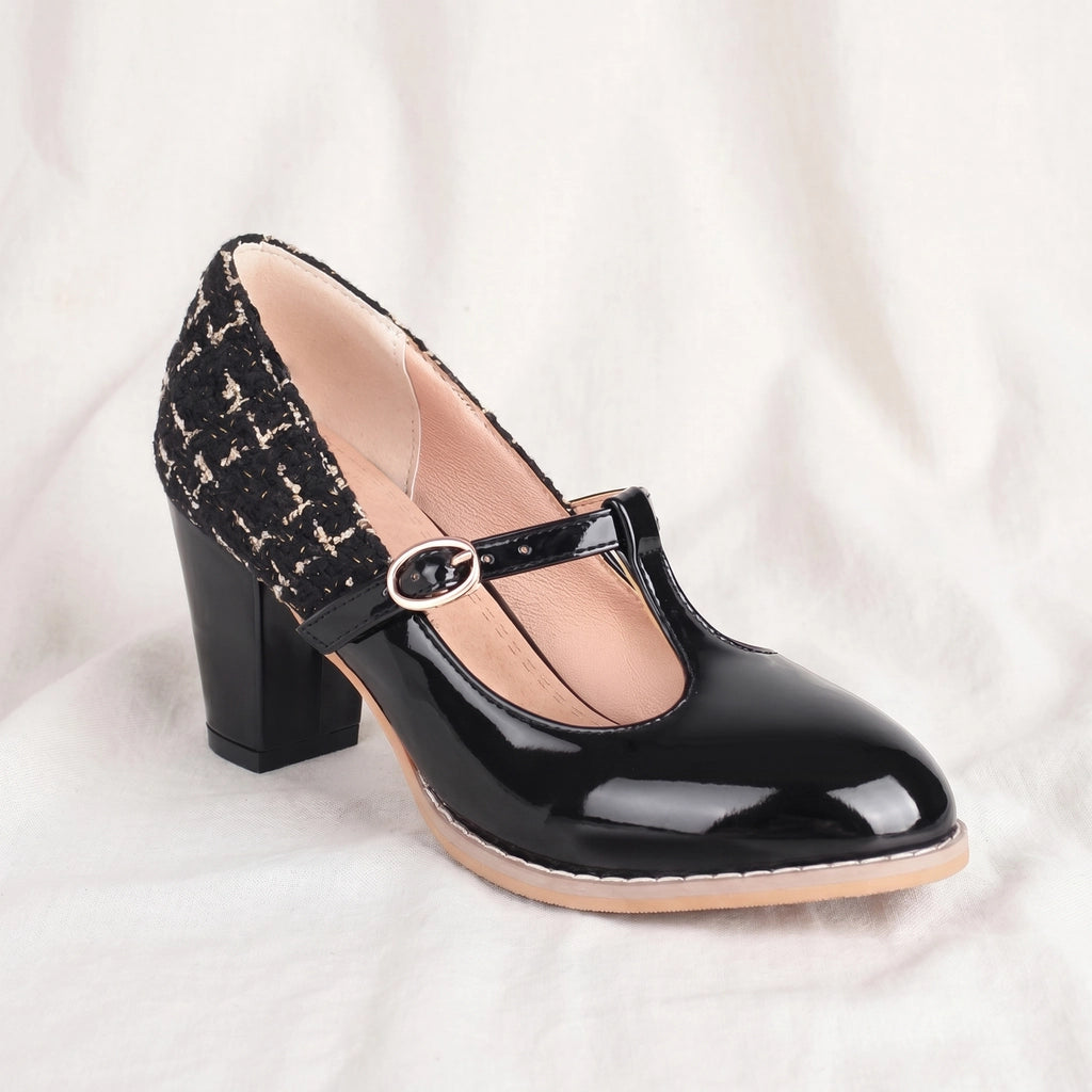 Black Clara Miller T-Strap Pumps 1