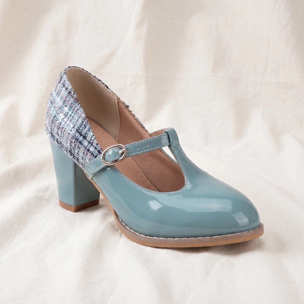 Blue Clara Miller T-Strap Pumps 1