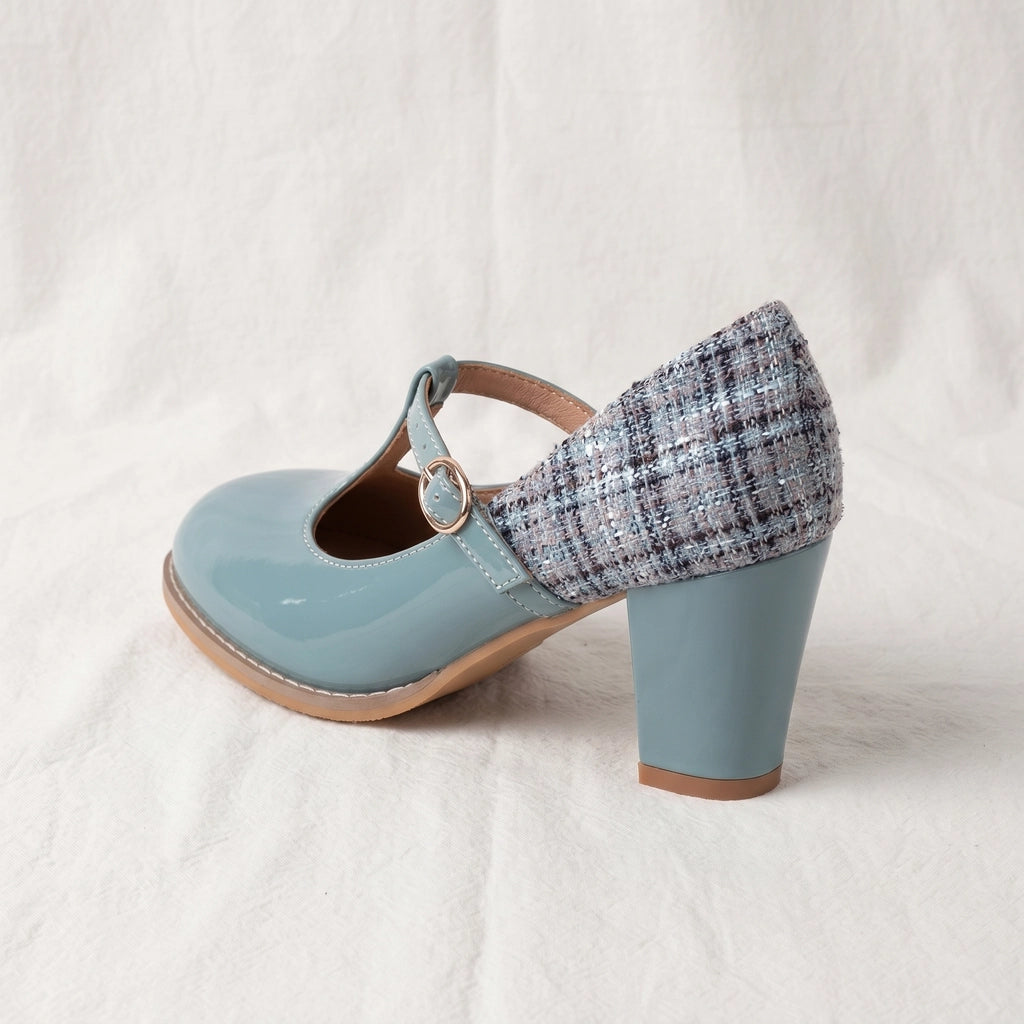 Blue Clara Miller T-Strap Pumps 2