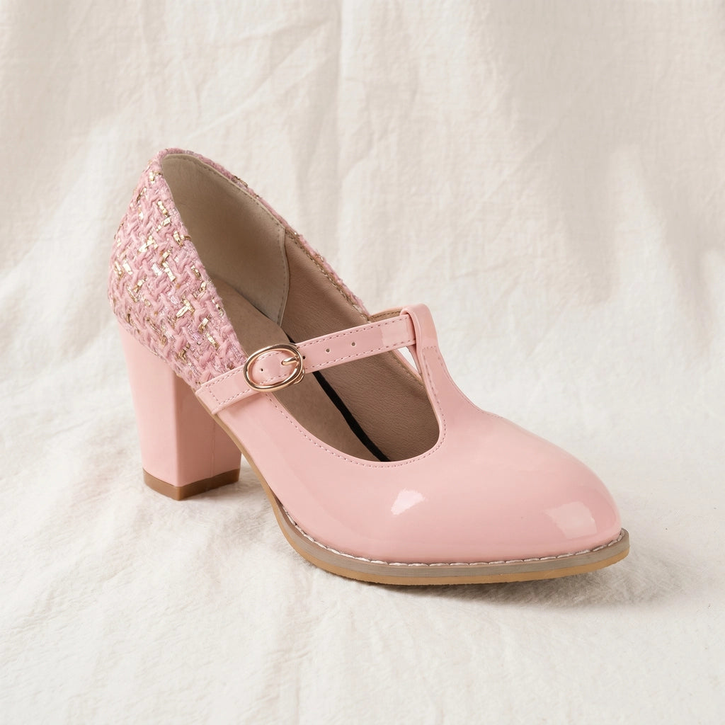 Pink Clara Miller T-Strap Pumps 1