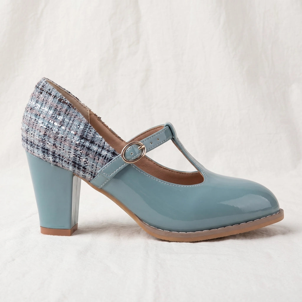 Blue Clara Miller T-Strap Pumps 3