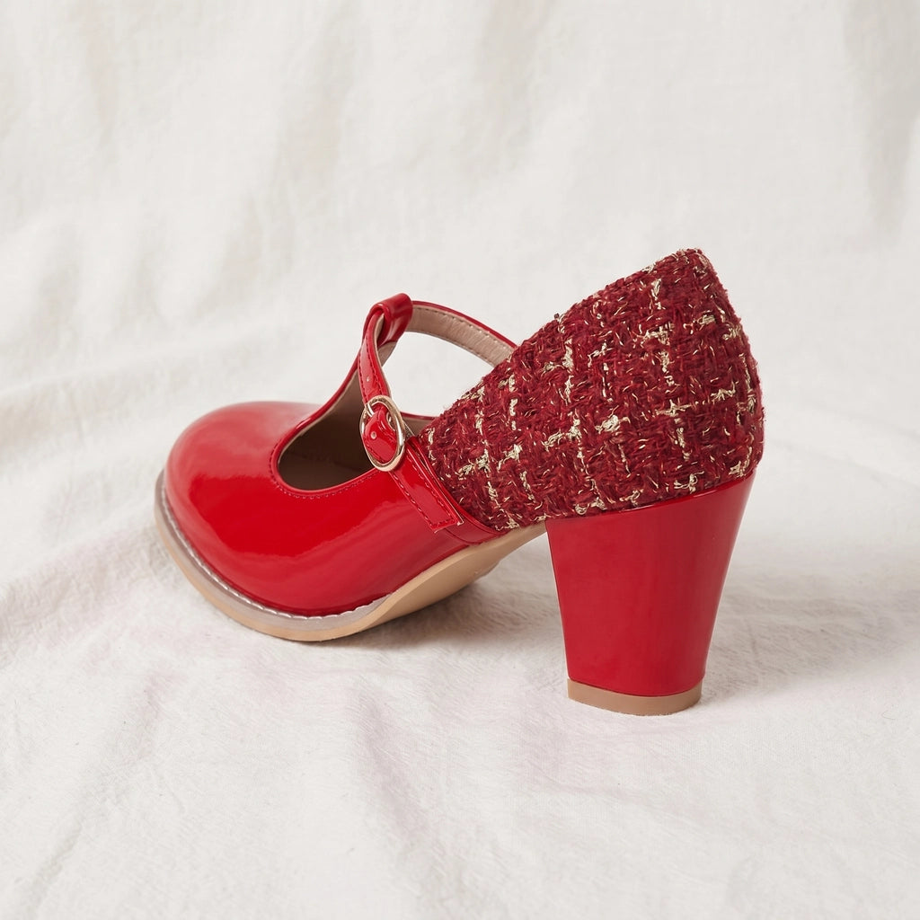 Red Clara Miller T-Strap Pumps 1