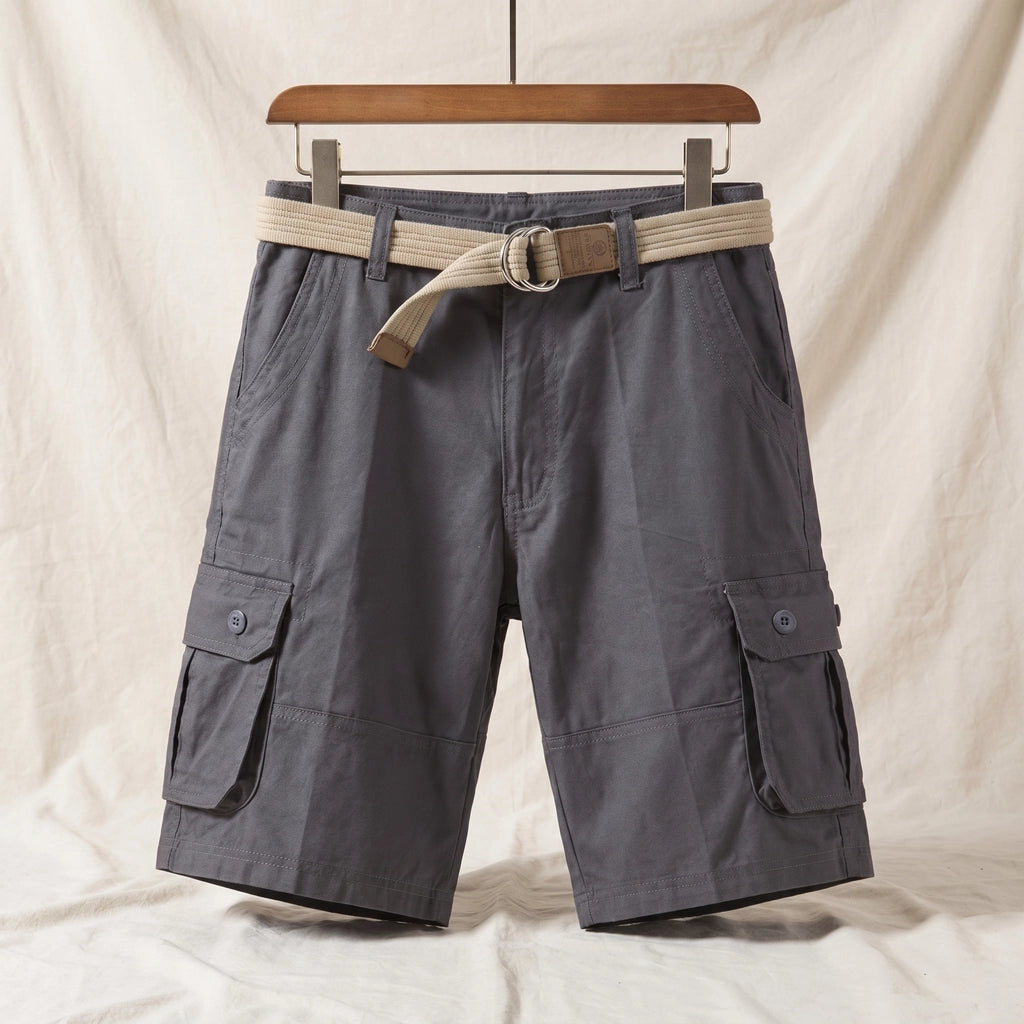 Gray Norwood Cotton Cargo Shorts 1