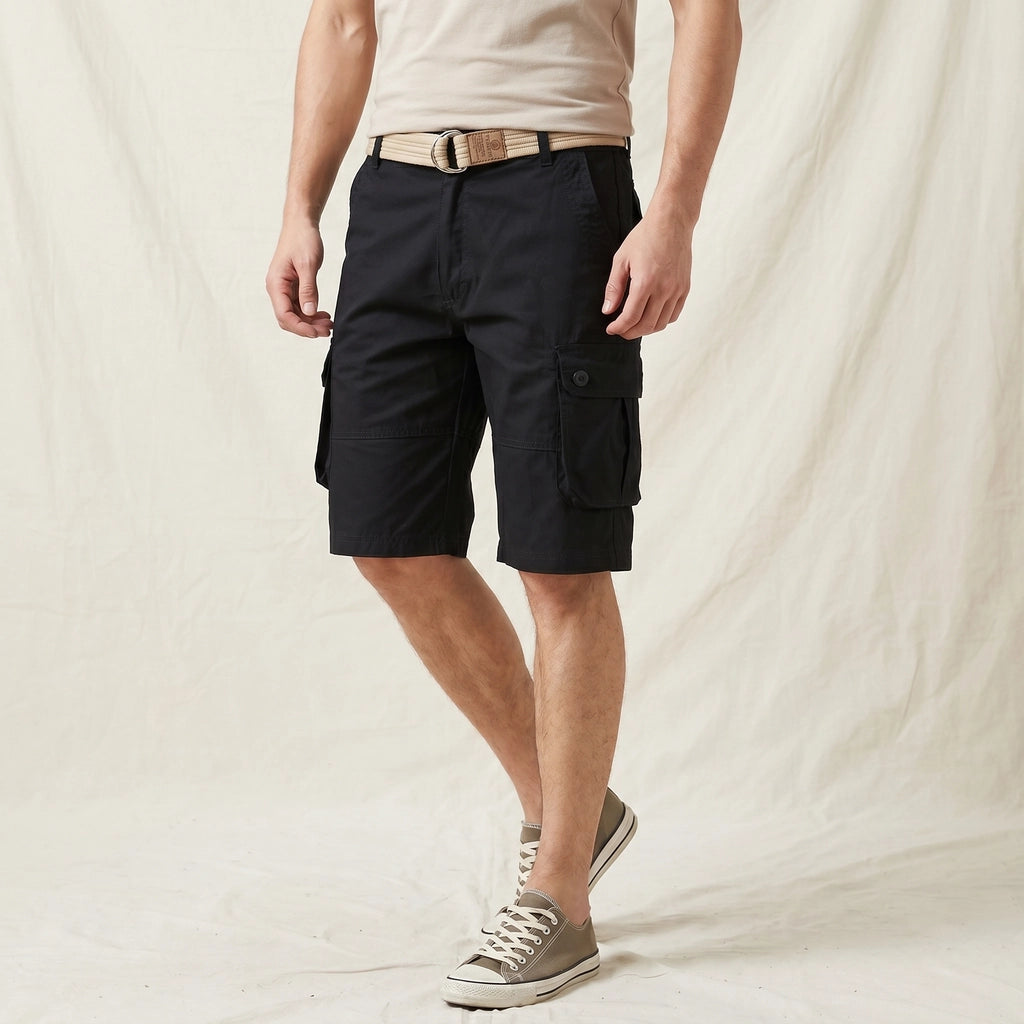 Black Norwood Cotton Cargo Shorts 2