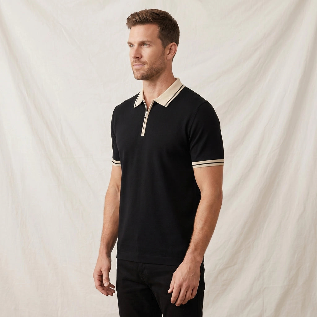Black Fenwick Color-Block Knit Polo 1