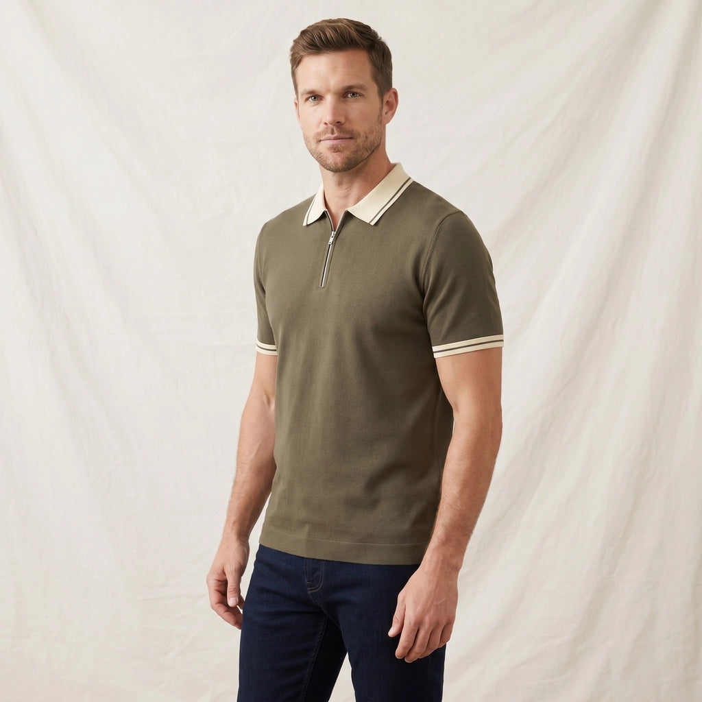 Dark Coffee Fenwick Color-Block Knit Polo 2