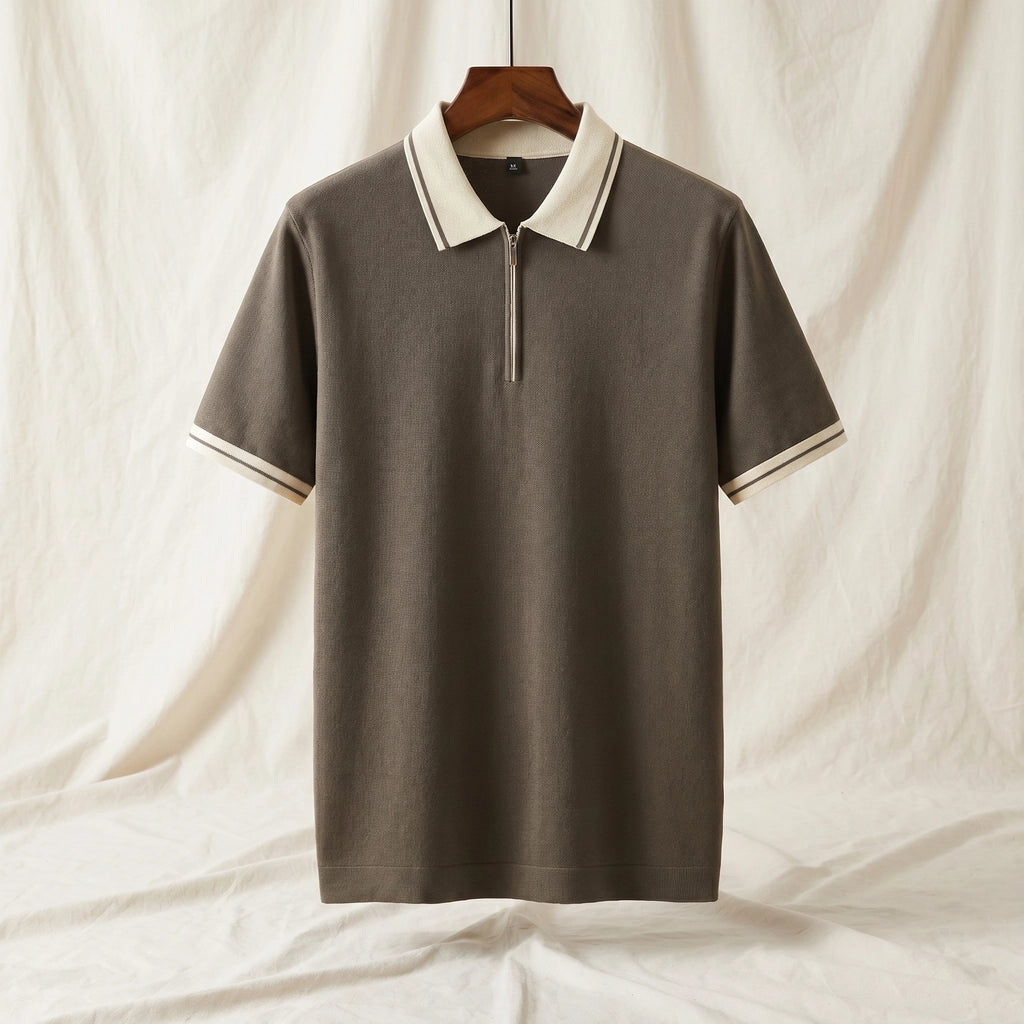 Dark Coffee Fenwick Color-Block Knit Polo 1