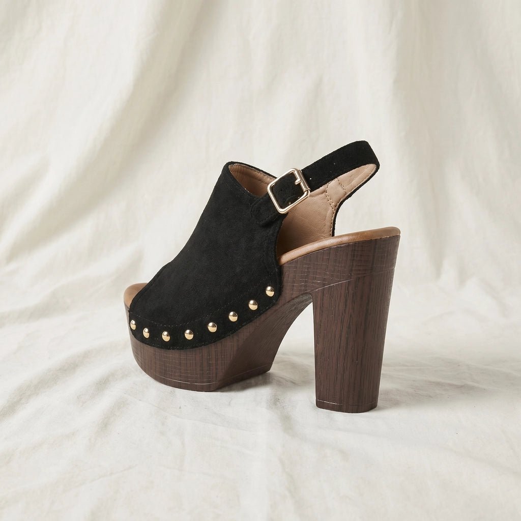 Black Greer Studded Block-Heel Mules 3