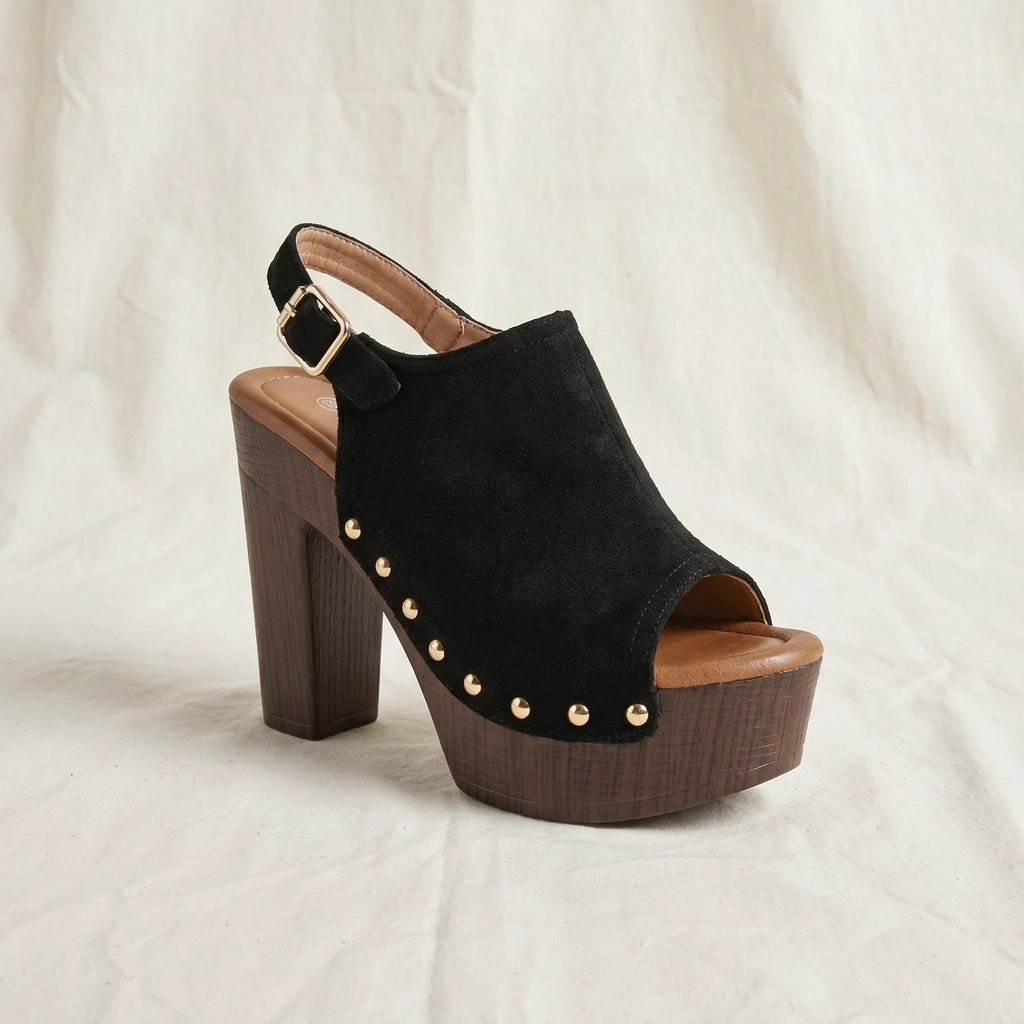 Black Greer Studded Block-Heel Mules 1
